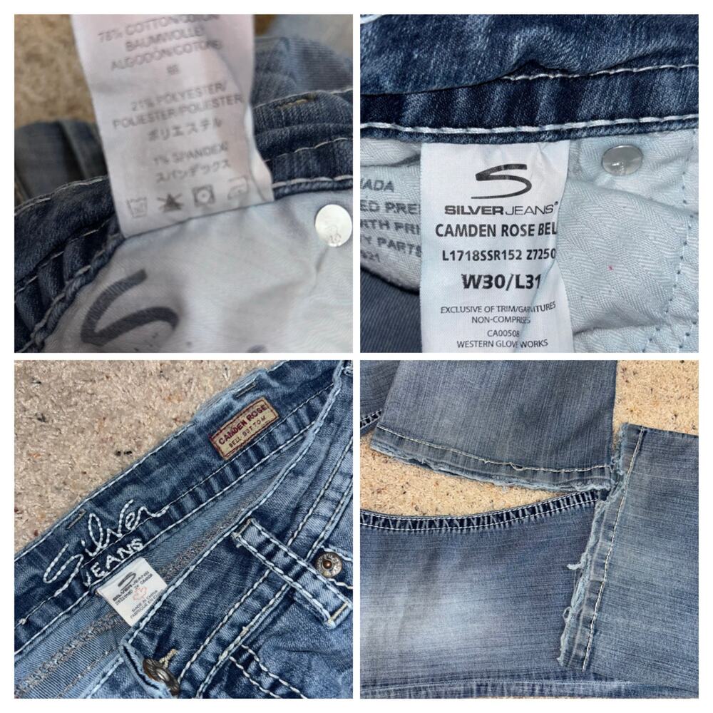 Silver Jeans Camden Rose Bell Bottom Womens 30x31 Medium Wash Low Rise Flare Y2K - Picture 7 of 8